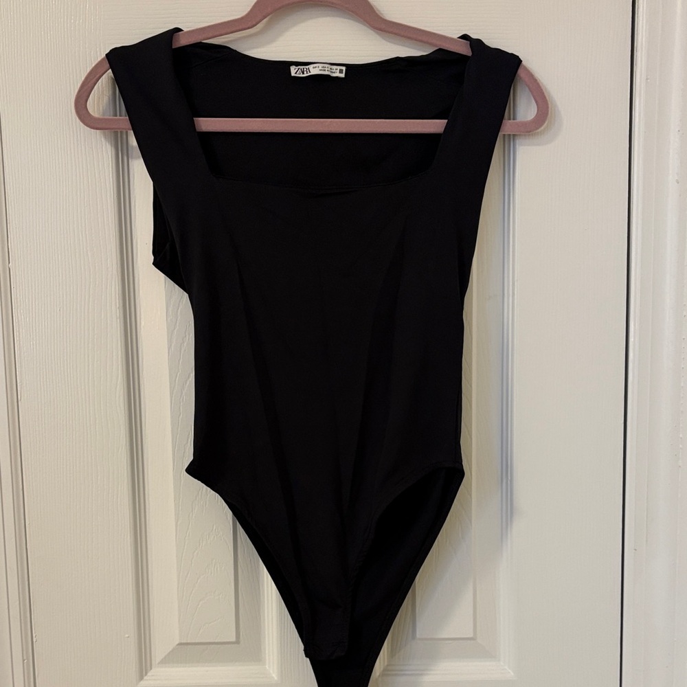 Zara Black Square Neck Bodysuit